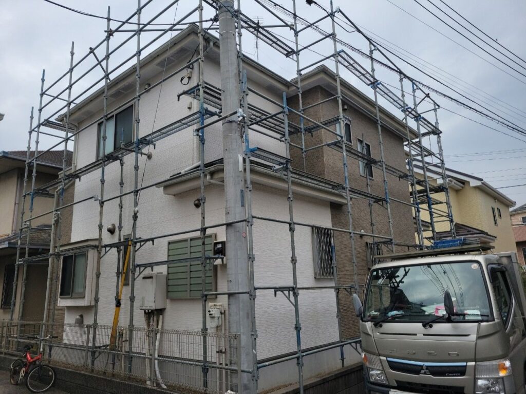施工中　足場施工